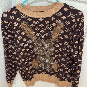 Source Unknown Brown and Tan Patterned Sweater
